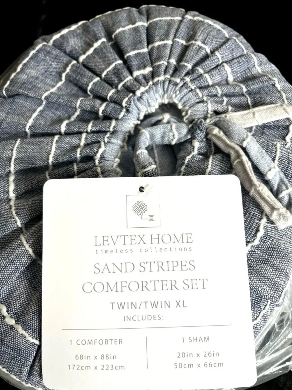 Levtex Home 2-Pc Comforter Set – Sand Stripes Cotton Bedding, Modern Design